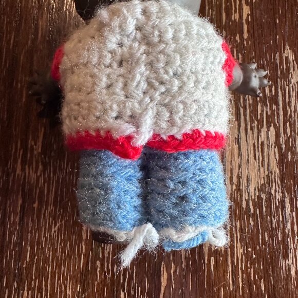 Vintage Kewpie Doll Dark Skin 7.5" Made In Korea W/ Handmade Knit Clothes - Rare - Picture 8 of 10